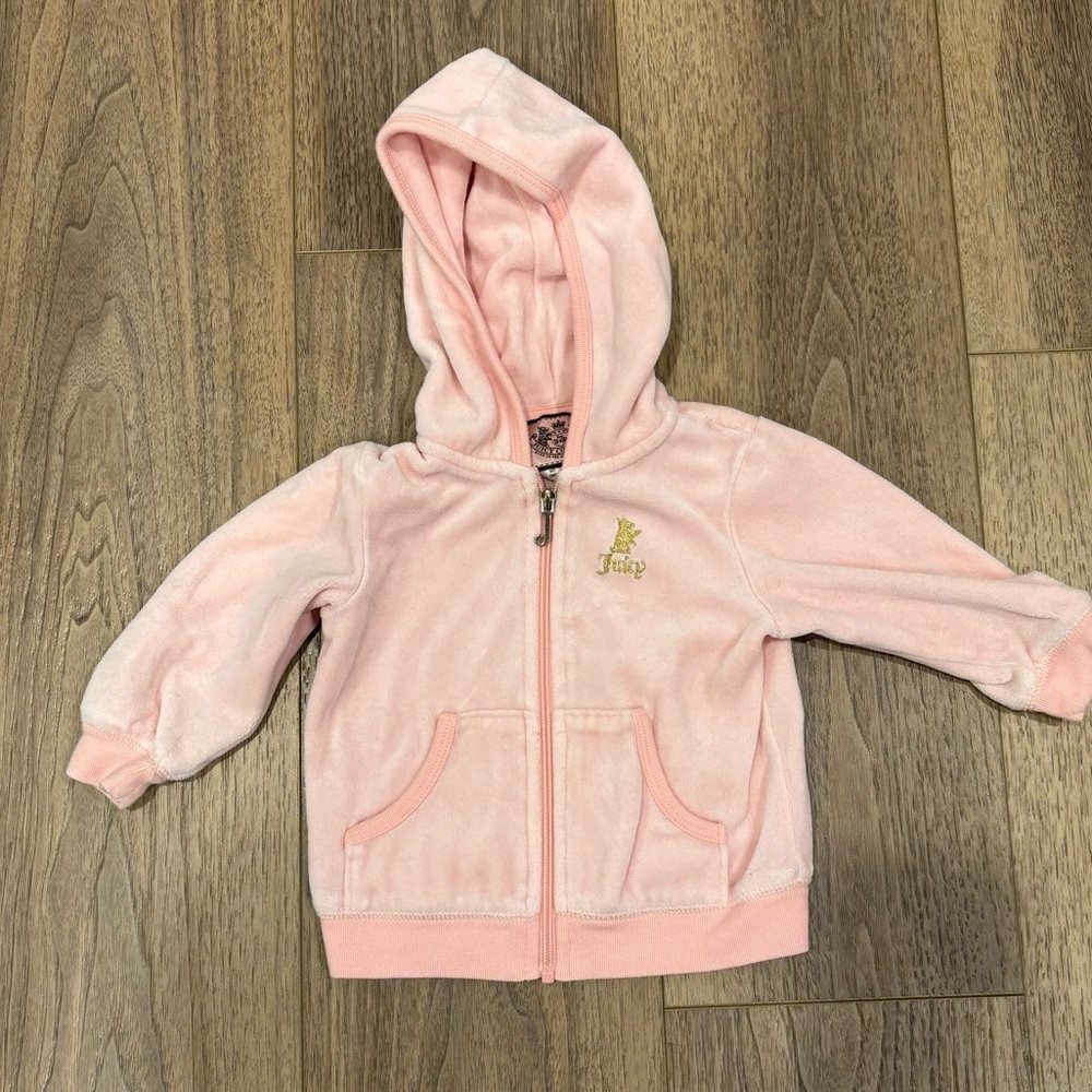 Juicy Couture Velour Zip Up Hoodie Sweatshirt